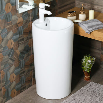 800-В135-1(7006) Раковина на пьедестале моноблок круглая 470х460х825 MELANA