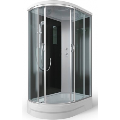 Душ. кабина ER351226L-C4-RUS 120*80*226см,зад.стенка чер.ст. тон.4 мм без г/м пр.хром.3к.