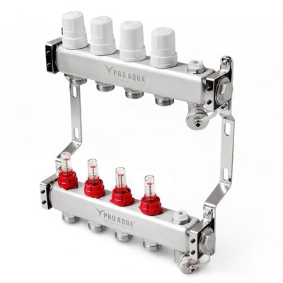 Коллекторный блок PRO AQUA с расходомерами 8 выходов, 480мм, 1 х 3/4 (V 500 MB. 08) Коллекторный блок PRO AQUA с расходомерами 8 выходов, 480мм, 1 х 3/4 (V 500 MB. 08)