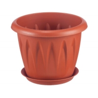 Кашпо АЛИЦИЯ 1,0л D140мм с поддоном, Терракотовый 14х11 ("М-пластика") (М 3064)
