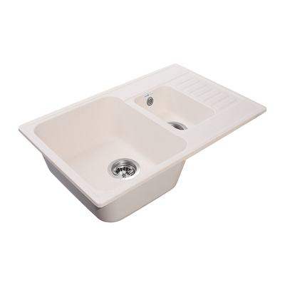 Мойка GRANFEST-QUARZ (ECO) - 21К 1,5 чаши+крыло 740*480 мм (БЕЛЫЙ)(без сифона)