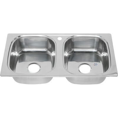 Мойка врезная нерж 870х470х180 S т.0,8 ДВОЙНАЯ бол.сиф. (+сифон) Китай