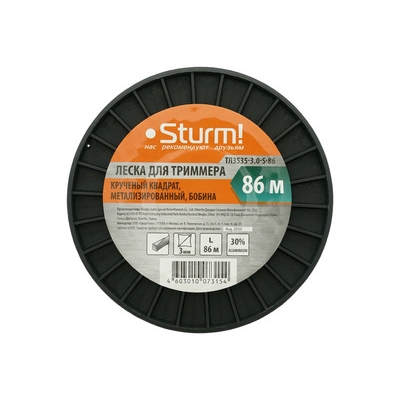 GT3535-3.0-0-64 Леска для триммера,d=3.0мм, l=64м, круг, бобина, Sturm!