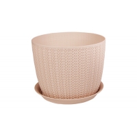 Кашпо ВЯЗАНИЕ D180мм 2,8л. с поддоном Чайная Роза ("М-пластика") (М 3121)