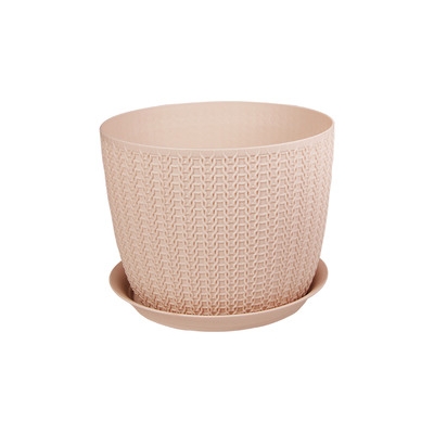 Кашпо ВЯЗАНИЕ D180мм 2,8л. с поддоном Чайная Роза ("М-пластика") (М 3121)