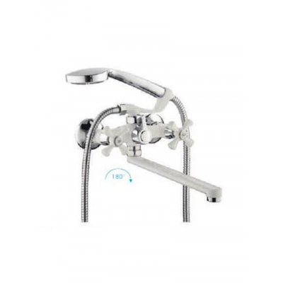 22332 Смеситель Ванна FRUD 1/2 м/к дл излив белый/хром