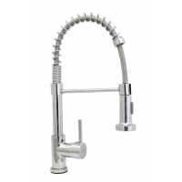 Смеситель Кухня SANTREK AQUA-845 "INOX" (SAP-845) шар d-35 нерж. с гибким изливом (хром)