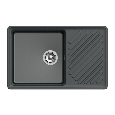 Мойка GRANFEST QUARZ-52 1 чаша+ крыло 760х480 (ЧЕРНЫЙ) (без сифона)