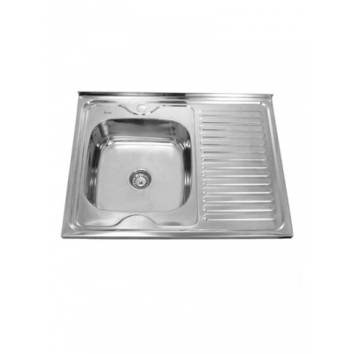 Мойка нерж 600х800х180 т.0,8 бол. сиф. (+ сифон) левая Китай