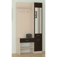 Прихожая Домино 2У фасад венге/каркас Дуб молочный (вешалка, шкаф,тумба) 0,95х1,95х0,349м (3 места) АД-56