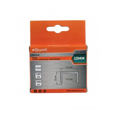 1071-02-12 Скобы для степлера 12мм (тип 53) 1000ШТ. В УПАК.,ОЦИНКОВАННЫЕ, ЗАКАЛЕННЫЕ Sturm!