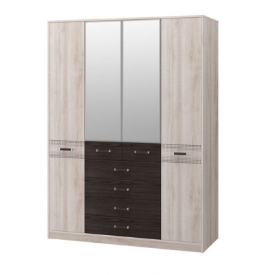 "Гранд" шкаф 4-х створч Дуб сокраменто св./Венге (1600*2200*560, 4 места)