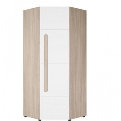 ПАЛЕРМО-3 Шкаф углов (45град.)ШК-013 (883*2078*883, Ясень Шимо свет/МДФ-глян Бел) (6 мест) ЕФ41+ЕО60