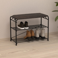 Подставка для обуви Альфа-23 С СИДЕНЬЕМ 3-х полочная Черный (650х300х480) нагр. на сиденье 120 кг ЗМИ (ПДОА23С Ч)