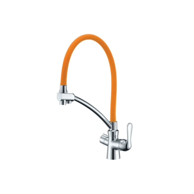 3070C-Orange Комфорт Смеситель для кухни, гибкий излив, подключение к фильтру, хром/оранжевый LEMARK