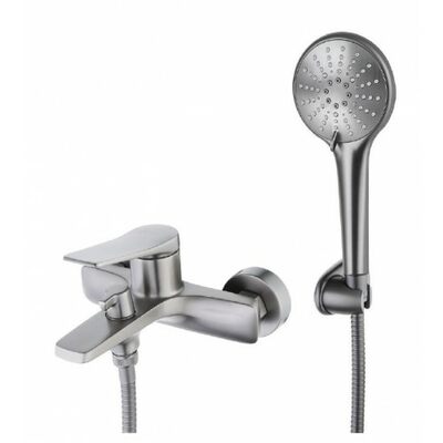 3714GM Бронкс Смеситель для ванны с коротким изливом, дивертор с кер. пласт., с аксессуарами, графит LEMARK