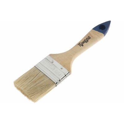Кисть плоская ТУНДРА, натуральная щетина, деревянная рукоятка, 2", 50 мм 881504