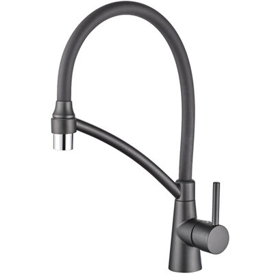 4399U-12 Смеситель Кухня LEDEME d-35 с силиконовым изливом (графит/графит)