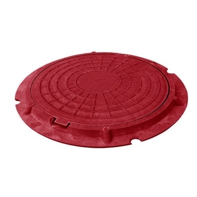 Люк канализационный круглый полимер."Садовый" d=760мм, h=50мм (нагрузка 1,5т) Красный ЛМ