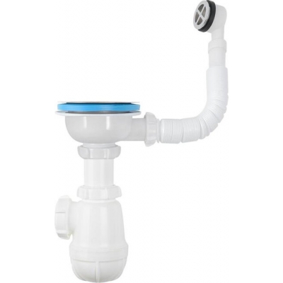 PB0145-29-MR Сифон для мойки 3 1/2х40 с пласт.реш. с прямоуг. переливом