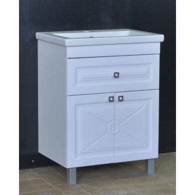 Подстолье "Клео-60" Белый софт 2 двери 1 верх. ящик под умыв "Como-60" 600*780*430мм