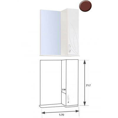 Зеркало-шкаф "Весна 60" правый (вишня) 570*717*230