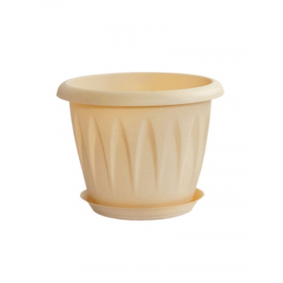 Кашпо АЛИЦИЯ 1,4л D160мм с поддоном, Белая глина 16х13 ("М-пластика") (М 3065)