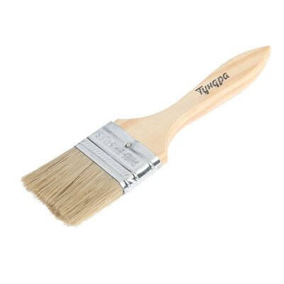Кисть плоская ТУНДРА, смешанная щетина, деревянная рукоятка, 2", 50 мм 1818231