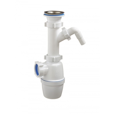 А-4005 Сифон бутылочный ОРИО 1 1/2" - 40 с одним отводом для с/м