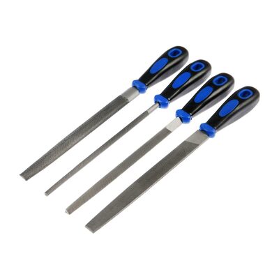 Набор напильников ТУНДРА, сталь У10, насечка №2, пластиковые рукоятки, 200 мм, 4 шт. 5352373