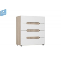 ПАЛЕРМО-3 Комод КМ-022 (902*1003*445,К.-Ясень Шимо светлый Ф.МДФ-глянцевая Белый) (3 места) ЕО63+ЕШ85