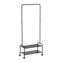 Вешалка ГАРДЕРОБНАЯ "Валенсия 22М" с двумя полками, на колёсах 69,5х30х162 см (Черный) ВГВ22М Ч
