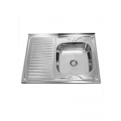 Мойка нерж 600х800х180 т.0,8 бол. сиф. (+ сифон) правая Китай