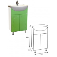 Подстолье "Глория-55" (салатовый) 2 двери под умыв. "Эрика - 55" 487х800х303 Подстолье "Глория-55" (салатовый) 2 двери под умыв. "Эрика - 55" 487х800х303