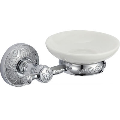 S-005859A Мыльница керамическая с настенным держателем/Хром S-005859A Мыльница керамическая с настенным держателем/Хром