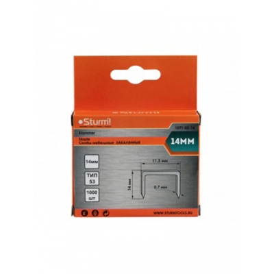 1071-02-14 Скобы для степлера 14мм (тип 53) 1000ШТ. В УПАК.,ОЦИНКОВАННЫЕ, ЗАКАЛЕННЫЕ Sturm!