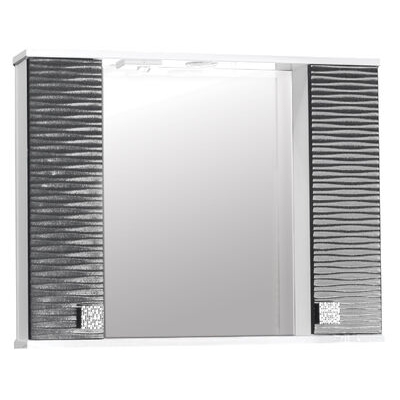 Зеркало + шкаф "FIESTA-80" волна 3D (черный мет.) 800*650*150