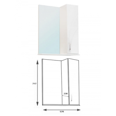 Зеркало-шкаф "Венеция" правый (белый) 570*717*230 Зеркало-шкаф "Венеция" правый (белый) 570*717*230