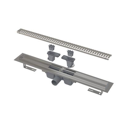 Водоотводящий желоб ALCAPLAST из НЕРЖ. стали, регулировка высоты, с решеткой APZ1SMART-LINE-650 (Чехия)