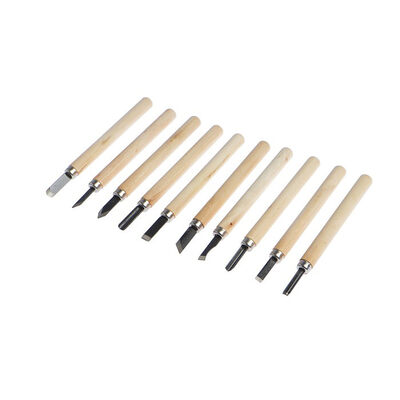 Набор резцов по дереву ТУНДРА, деревянная рукоятка, 10 шт. 1002757