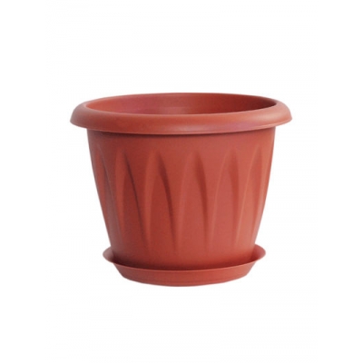 Кашпо АЛИЦИЯ 1,4л D160мм с поддоном, Терракотовый 16х13 ("М-пластика") (М 3065)