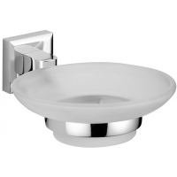S-009559 Мыльница стеклянная с настенным держателем Хром