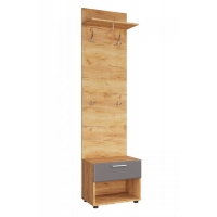 САФАРИ Тумба с вешалкой ТМ-003 Корпус - Дуб Крафт золотой Фасад МДФ - матовая Графит Софт МК127