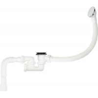 V672-18-MR Сифон для ванны регулируемый 1 1/2х40 с выпуском и переливом Aquant клик-клак утаплив. грибок мет., с гибкой трубой 40х40/50 автомат