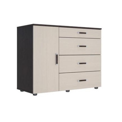 Комод ЛДСП Вега К-02 (Комод 4 ящ.+1 ств.) (ФасадЛДСП-Дуб молоч.Каркас-венге1045*825*449 (2 места) АЖ-65