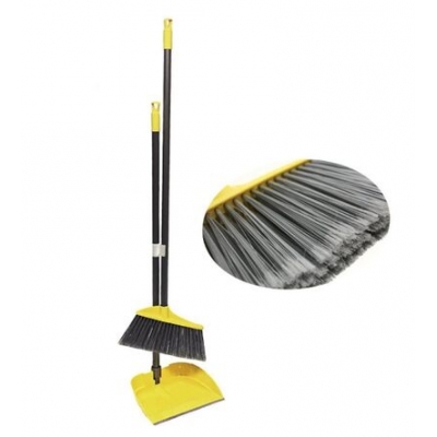 Комплект ПВХ совок с метлой желтый, ручка метал. 85 см 60056 YELLOW желтый