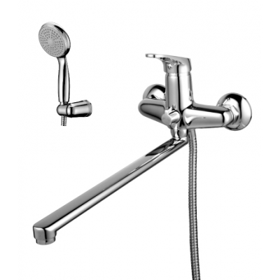 3151C Омега Смеситель универс. плоский излив 350мм, дивертор кер., с аксесс. хром LEMARK