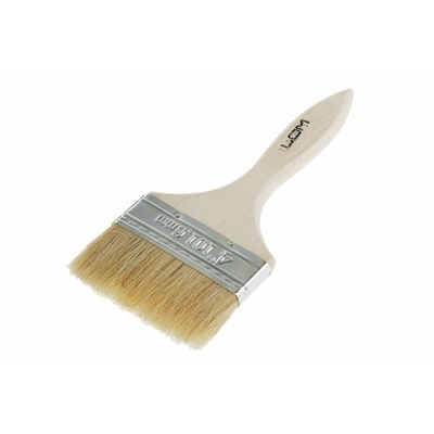 Кисть плоская ЛОМ, натуральная щетина, деревянная рукоятка, 4", 100 мм 1818222