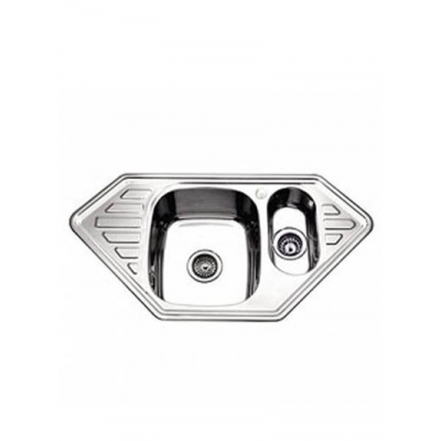 Мойка LEDEME врезная 95*50 т.0,8 угловая две чаши ДЕКОР бол.сиф. (L69550B) (+ сифон)