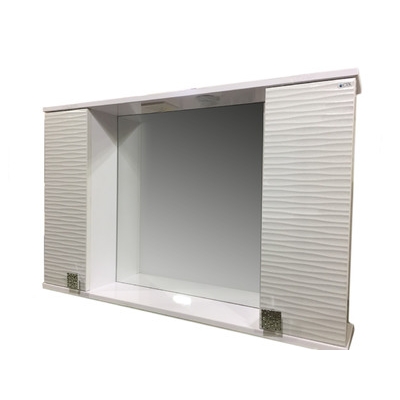 Зеркало + шкаф "FIESTA-100" волна 3D (белый мет.) 1000*650*165